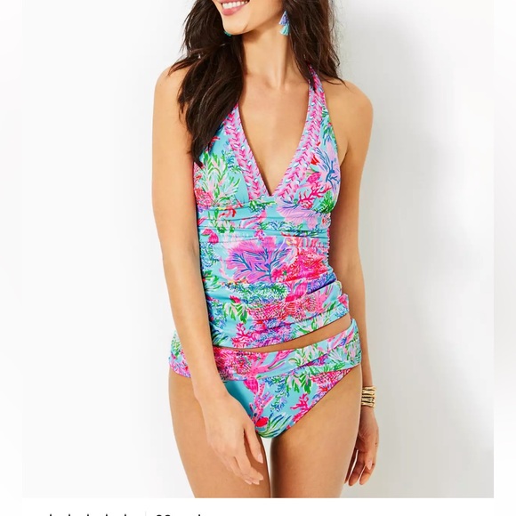Lilly Pulitzer Bliss Halter Tankini Size 10 Sarong Hipster Bottom. Size 12 top.